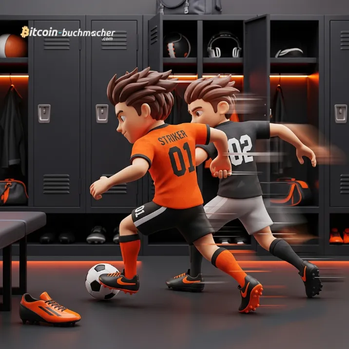 Dynamische 3D-Darstellung von zwei Fußballspielern im Zweikampf, die die historische Rivalität zwischen Republik Korea und Tschechien symbolisiert.